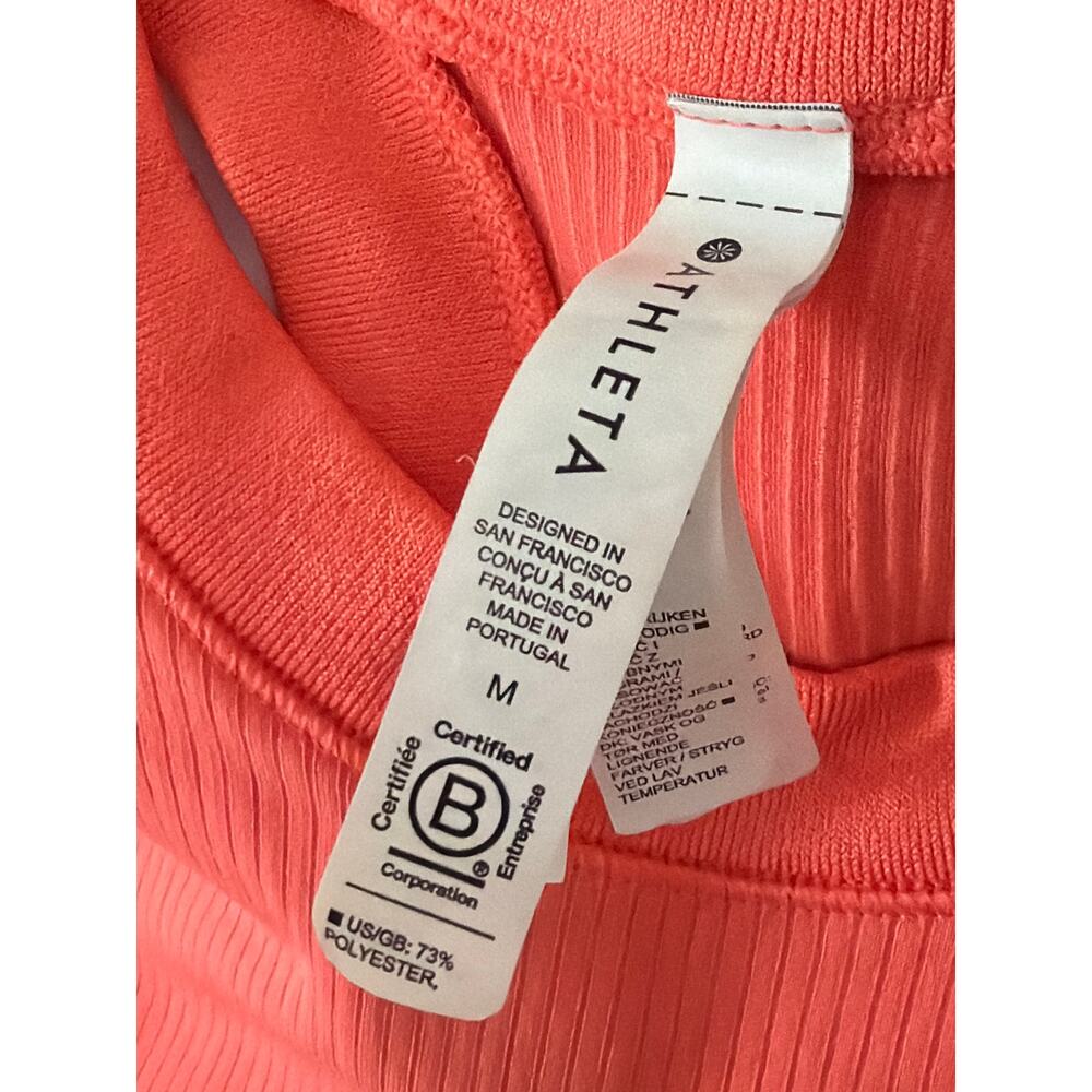 Athleta Orange Ribbed Racerback Tank Top Sz Medium Workout Gym Bright Running - Picture 5 of 6